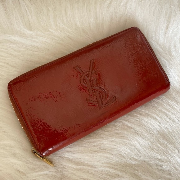 Yves Saint Laurent Handbags - Authentic red leather ysl long zip wallet
